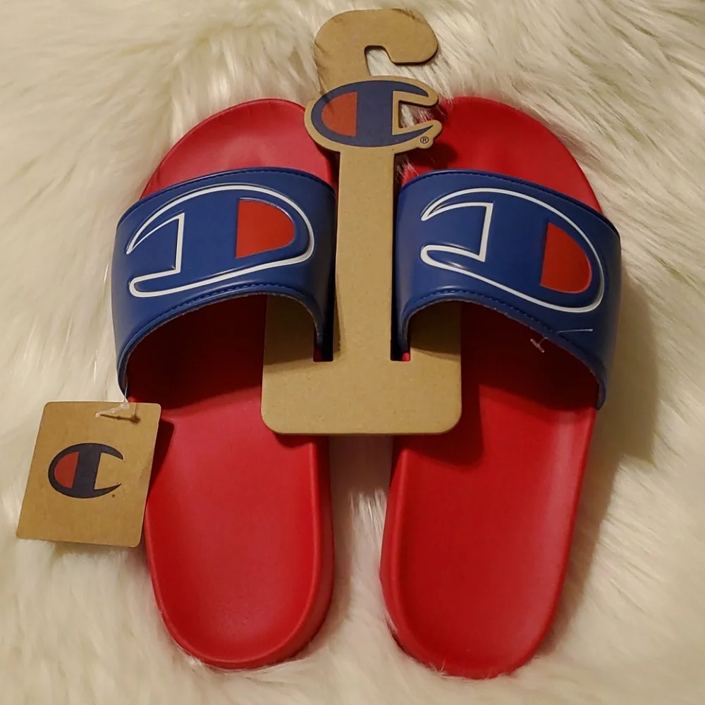 Champion IPO Royal Red Slides Flip Flops Sandals